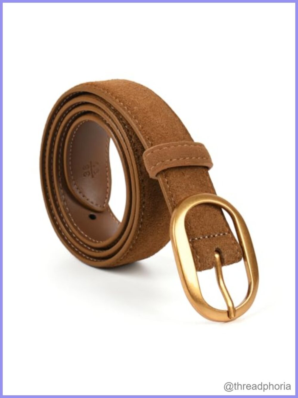 Suede Leather Waist Belt with Gold Buckle Classic Fit for Jeans Dresses